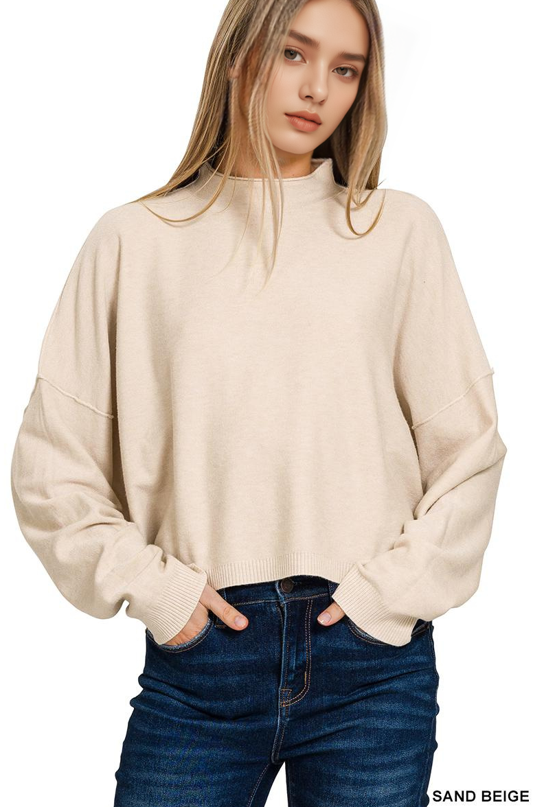 Mock Neck Soft Fall Sweater