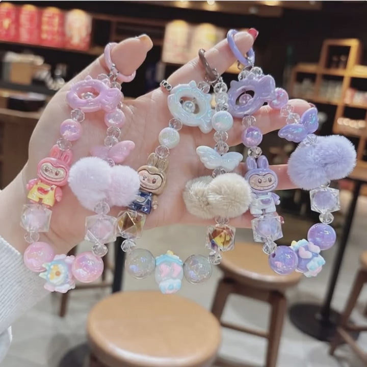 Cute Monster Beaded Mobile Phone Chain Bag Pendant